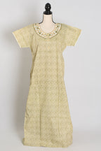 Printed Yellow Cotton Nighty in Regular Size for Women