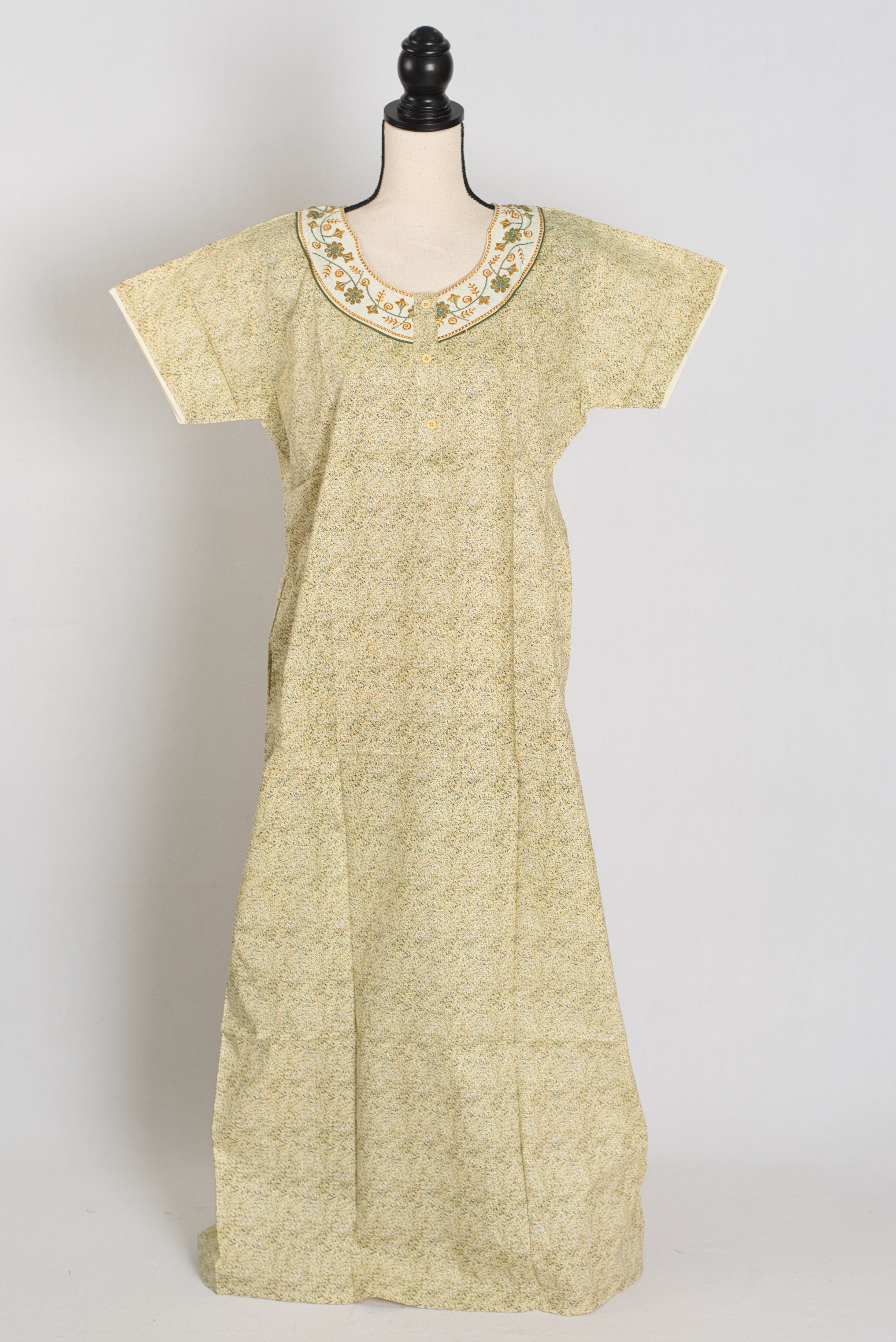 Printed Yellow Cotton Nighty in Regular Size for Women
