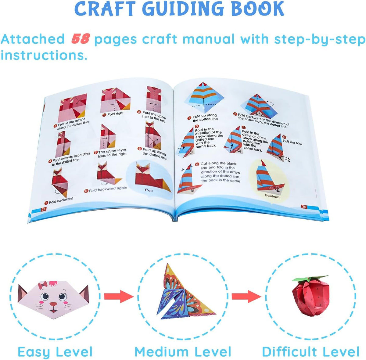 Origami Kit for Kids Ages 5-16, 116 Pages with 54 Patterns & Instruction Book | Origami Paper Kit for Beginners & Advanced | Arts & Crafts Toys for Girls & Boys Ages 8-12 | Birthday & Christmas Gifts