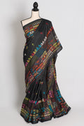 Bidisha : Black Blended Silk Saree with Lambani Hand Embroidery