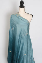 Nadia | Teal Green Shaded Soft Organza Saree | Zardosi Hand Embroidery