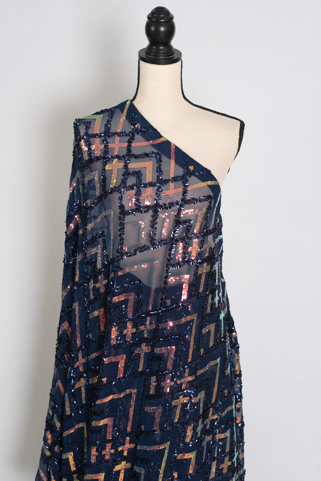Elli | Navy Blue Soft Net Designer Sequin Saree | Glamorous Cocktail Partywear