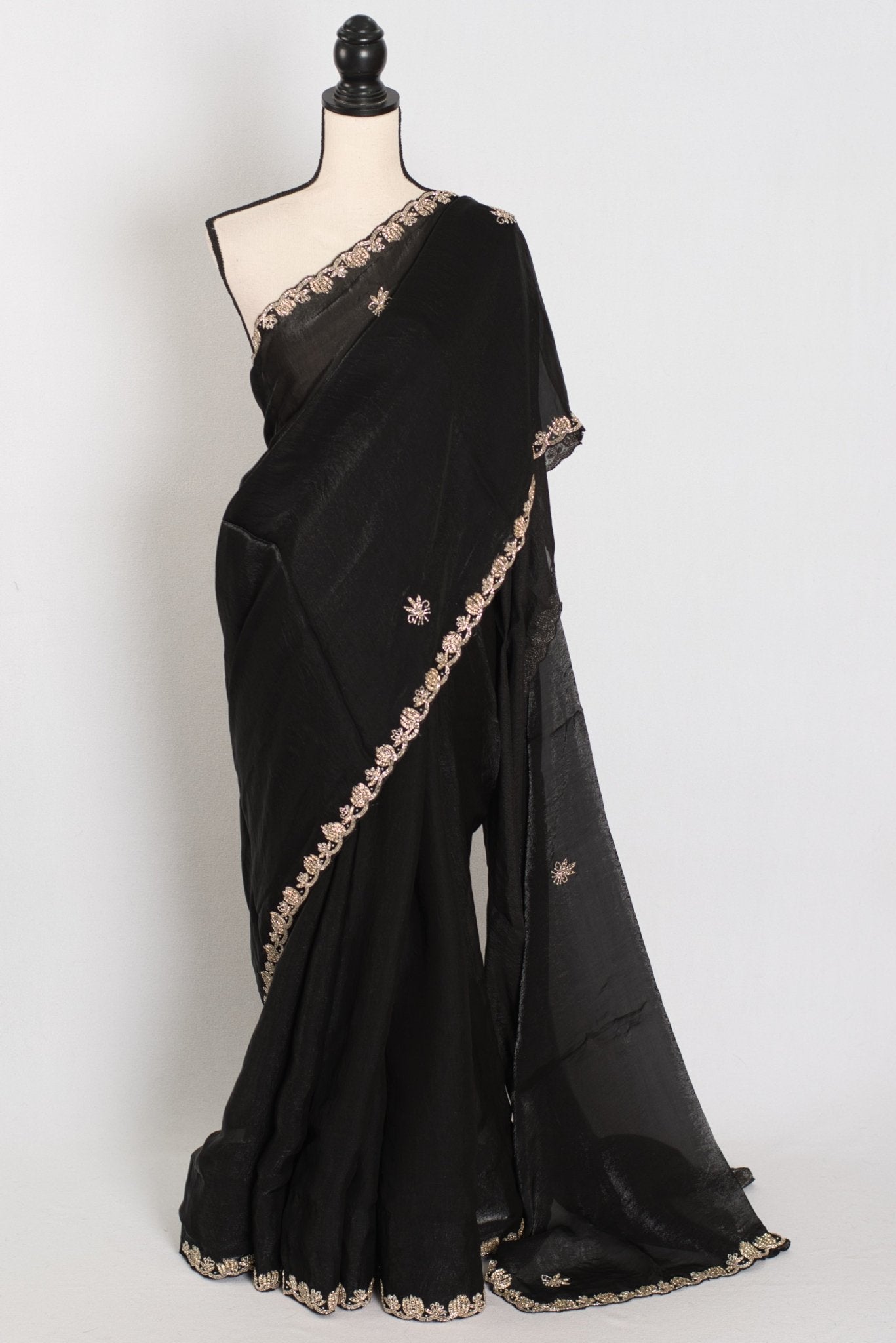 Gauri | Black Designer Partywear Saree with Intricate Embroidery