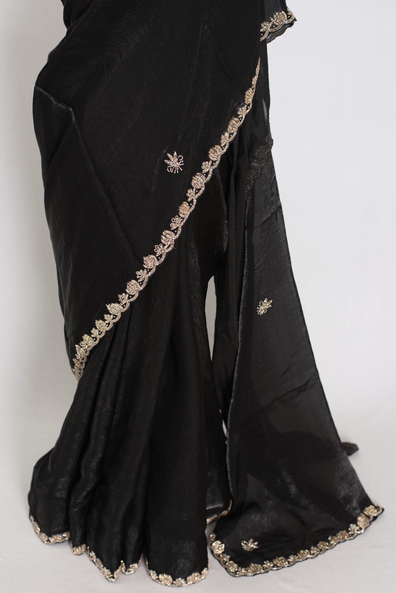 Gauri | Black Designer Partywear Saree with Intricate Embroidery