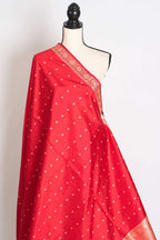 Gauri : Certified Silk Banarasi Saree with Resham Work In Bright Red
