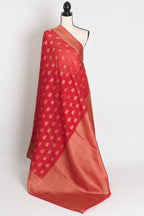 Gauri : Semi Georgette Budget Friendly Red Banarasi Saree