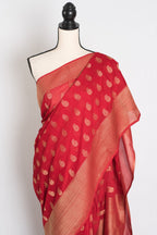 Gauri : Semi Georgette Budget Friendly Red Banarasi Saree