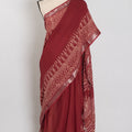 Gitanjali: Rust Brown Hand Block Printed Saree | Soft Linen Cotton