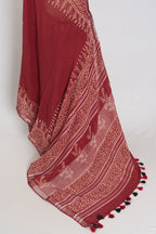 Gitanjali: Rust Brown Hand Block Printed Saree | Soft Linen Cotton