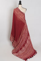 Gitanjali: Rust Brown Hand Block Printed Saree | Soft Linen Cotton