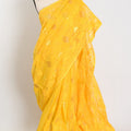 Hriti : Bright Yellow Blended Soft Cotton Jamdani Bengali Saree