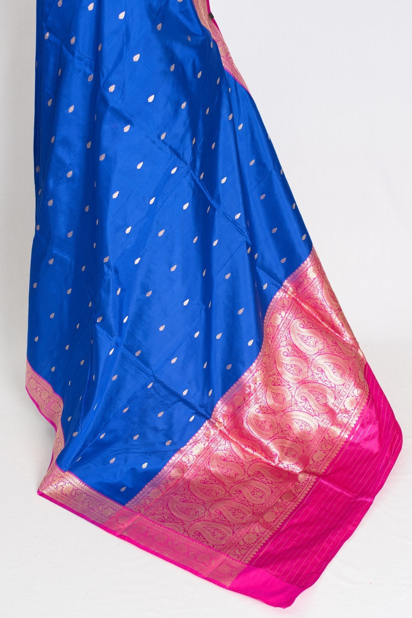Ila : Certified Silk Banarasi Saree in Royal Blue and Dark Pink