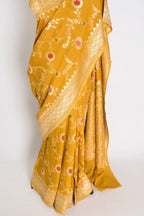 Ira: Muga Tussar Banarasi Silk Saree | Floral Woven Design | Silk Mark Certified