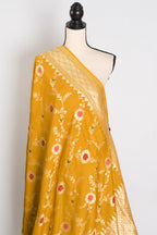Ira: Muga Tussar Banarasi Silk Saree | Floral Woven Design | Silk Mark Certified