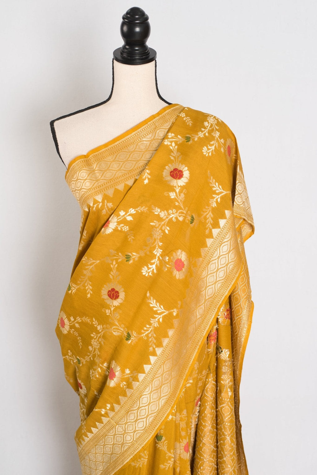 Ira: Muga Tussar Banarasi Silk Saree | Floral Woven Design | Silk Mark Certified