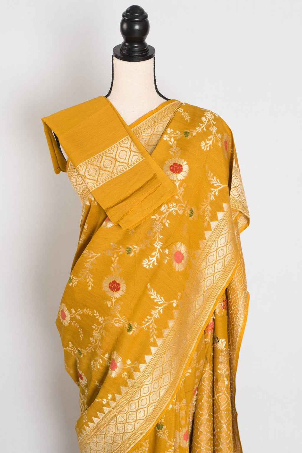 Ira: Muga Tussar Banarasi Silk Saree | Floral Woven Design | Silk Mark Certified
