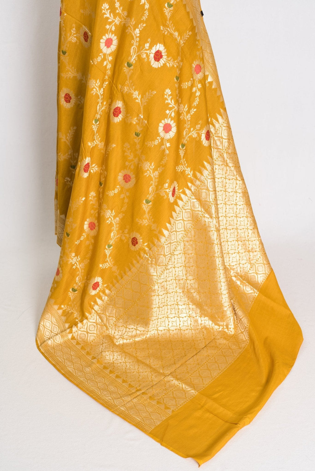 Ira: Muga Tussar Banarasi Silk Saree | Floral Woven Design | Silk Mark Certified