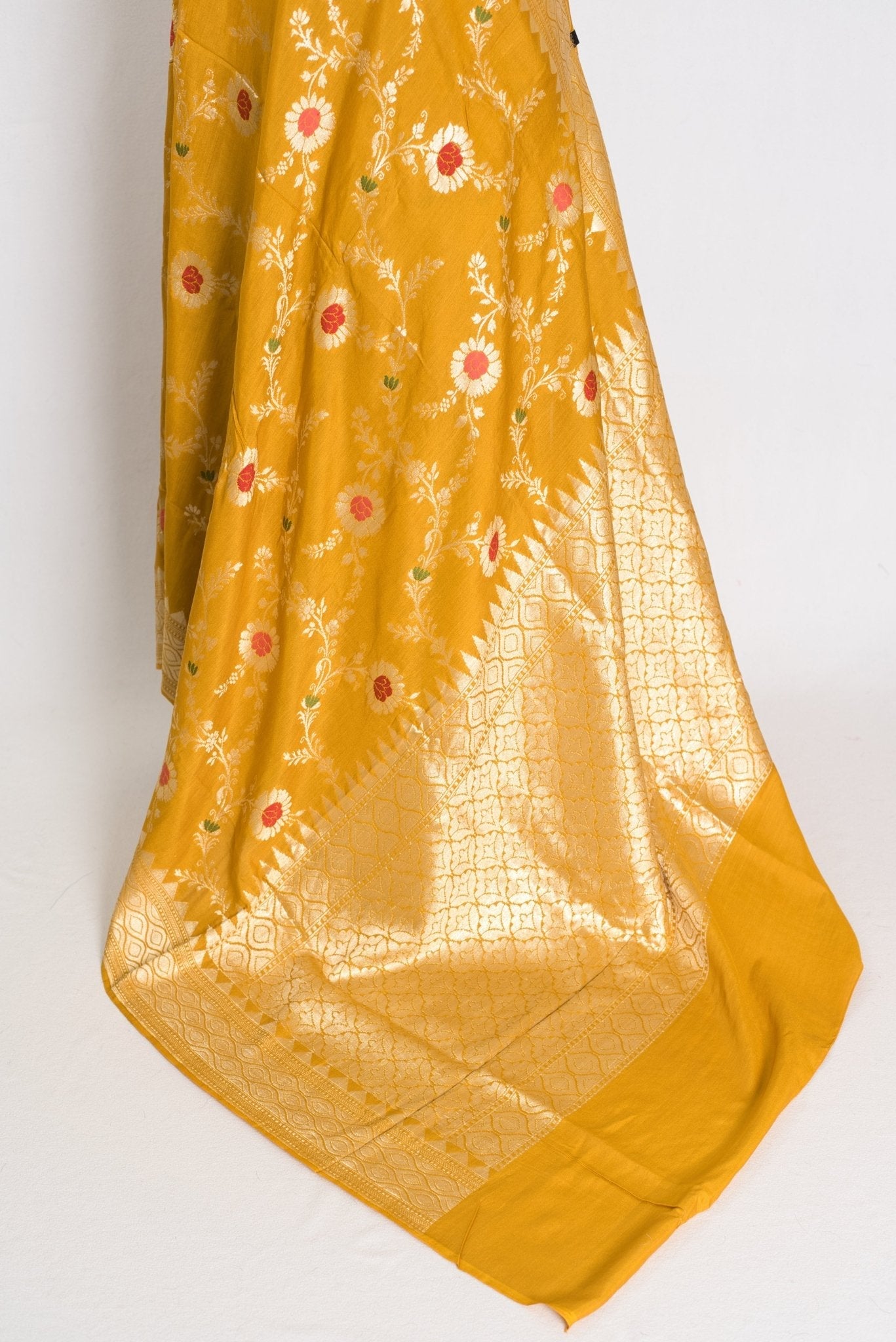 Ira: Muga Tussar Banarasi Silk Saree | Floral Woven Design | Silk Mark Certified
