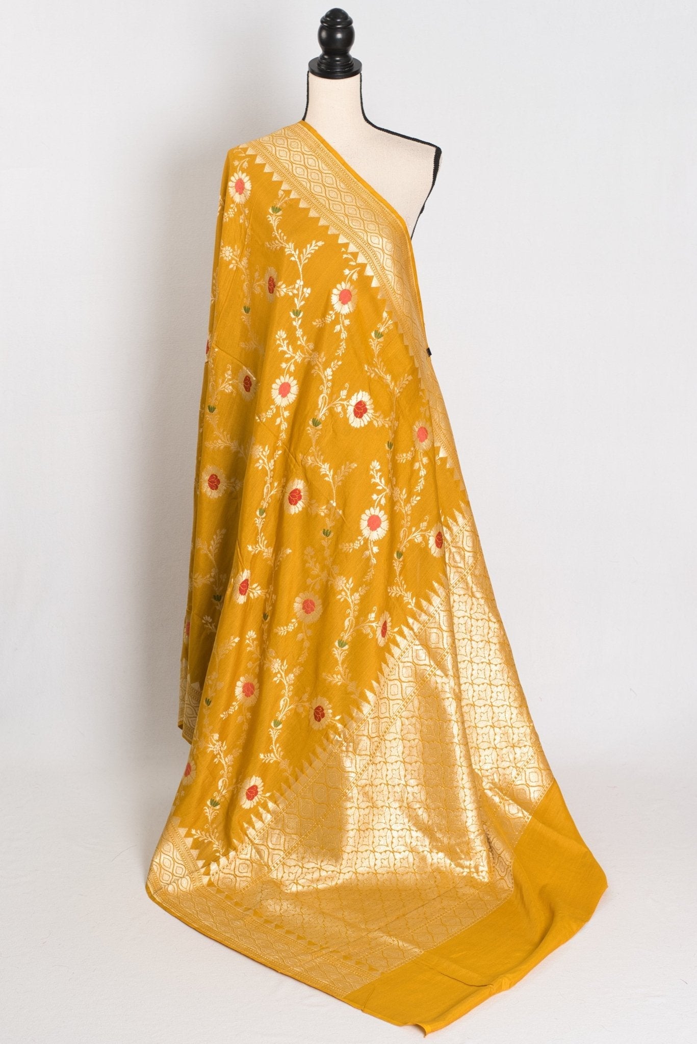 Ira: Muga Tussar Banarasi Silk Saree | Floral Woven Design | Silk Mark Certified