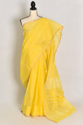 Ira: Pure Cotton Bengal Handloom Jamdani Saree in Yellow | Bengali Tant