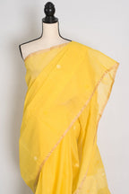 Ira: Pure Cotton Bengal Handloom Jamdani Saree in Yellow | Bengali Tant