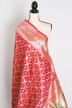 Ishq : Exclusive Coral Pink Bridal Banarasi Saree with Minakari Jaal Weaving