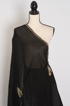 Kajal: Black & Gold Glass Tissue Cut Dana Embroidery Saree