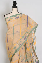 Kala: Beige Bengal Handloom Cotton Jamdani Saree with Multi-Color Work