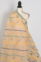 Kala: Beige Bengal Handloom Cotton Jamdani Saree with Multi-Color Work