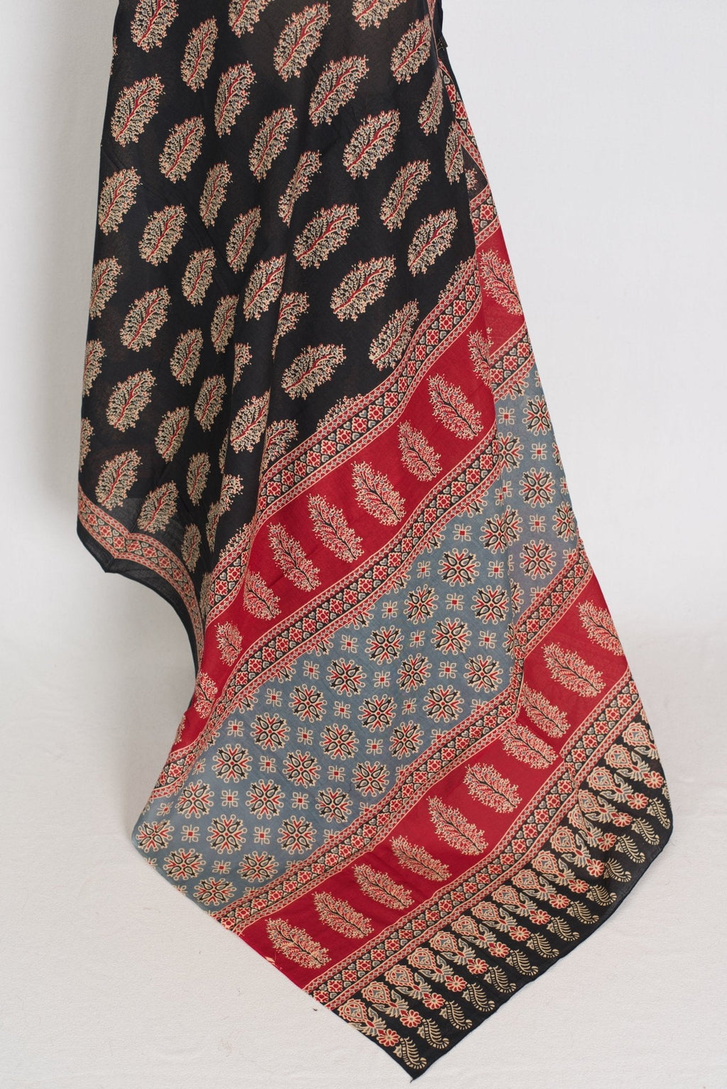 Kala: Black Mulmul Cotton Saree with Kalamkari Prints | Pure Cotton