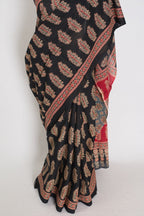 Kala: Black Mulmul Cotton Saree with Kalamkari Prints | Pure Cotton
