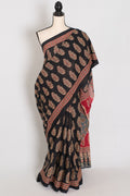 Kala: Black Mulmul Cotton Saree with Kalamkari Prints | Pure Cotton