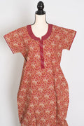 Kalamkari Printed Brown Women Indian Cotton Nighty in Regular Size — Style B (Nov)