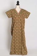 Kalamkari Printed Heena Green Women Indian Cotton Nighty in Regular Size