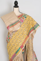 Katha : Silk Mark Pure Tussar Silk Kantha Stitch Saree | Hand Embroidered