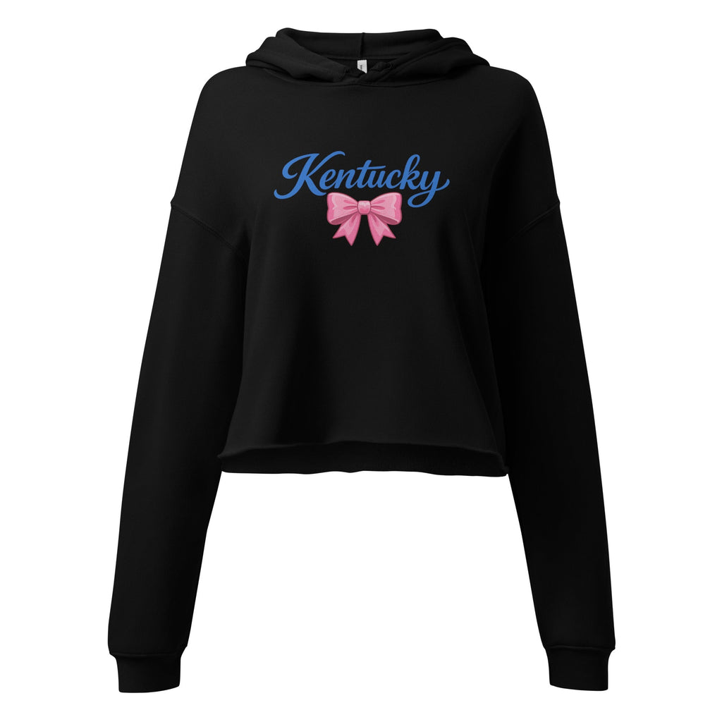 Kentucky Bow Crop Hoodie | Pink Bow + Blue Script | Fleece