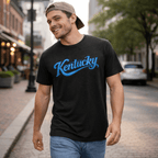 Kentucky Script T-Shirt | Blue Text Design | Elite Tri-Blend