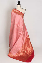 Kripa : Certified Katan Silk Banarasi Saree in Pink and Red