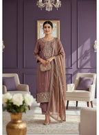 Embroidered Silk Kurti Pant Dupatta Set