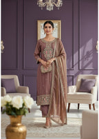 Embroidered Silk Kurti Pant Dupatta Set