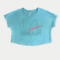 LA Gear Women’s Cropped Tee | Light Aqua with Slate x Pink Logo