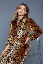 Women's Leopard Plush Robe