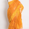 Manasi : Brown and Yellow Blended Soft Cotton Jamdani Bengali Saree