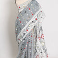 Mandar : Gray Blended Soft Cotton Jamdani Bengali Saree
