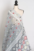 Mandar : Gray Blended Soft Cotton Jamdani Bengali Saree