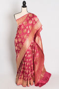 Mehuli: Silk Mark Certified Dusty Pink Bridal Banarasi Silk Saree