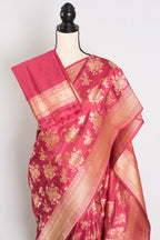 Mehuli: Silk Mark Certified Dusty Pink Bridal Banarasi Silk Saree