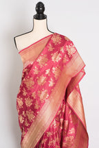 Mehuli: Silk Mark Certified Dusty Pink Bridal Banarasi Silk Saree