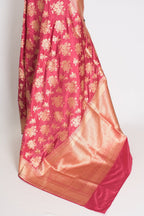 Mehuli: Silk Mark Certified Dusty Pink Bridal Banarasi Silk Saree
