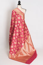 Mehuli: Silk Mark Certified Dusty Pink Bridal Banarasi Silk Saree